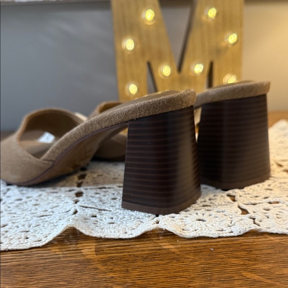 Jason Wu Tan Suede Mules w/Stacked Wood Heels, NWT - Picture 4 of 7